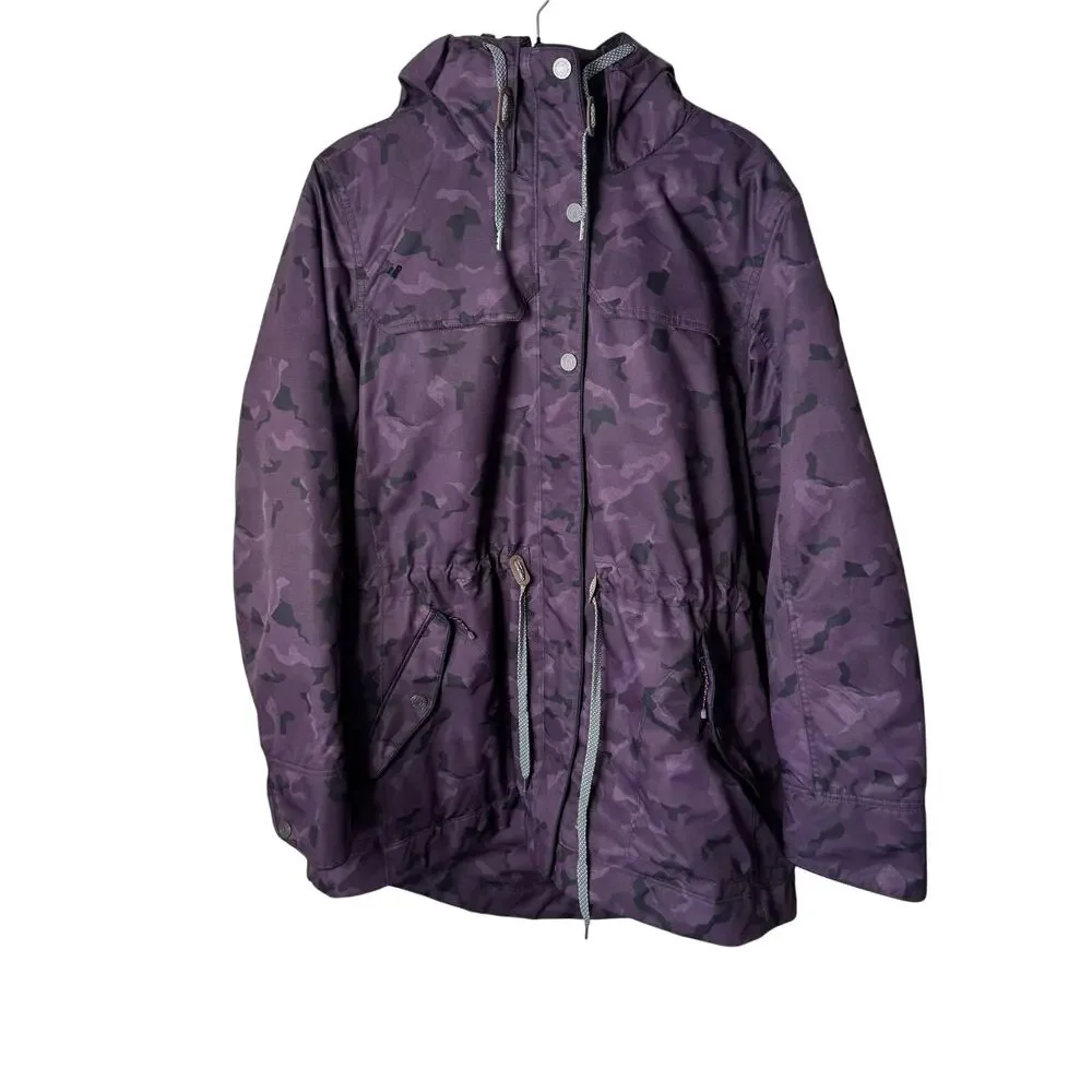 Obermeyer Celestia Ski Jacket Women’s Plus Size 18 Purple Camo Fleece Hood - Picture 3 of 13